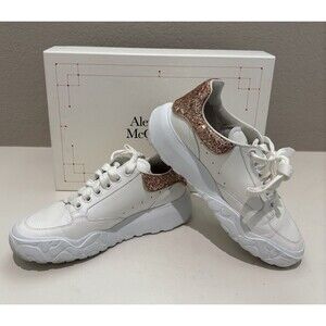 Alexander McQueen Court Trainer Designer Sneakers White/Tea Rose Women’s Sz 7.5